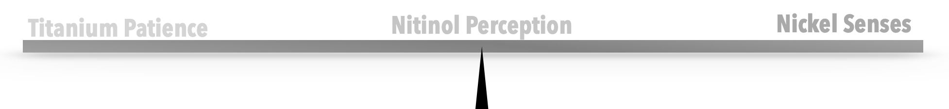A scale showing how Nitinol Perception is a mix of Nickel Senses and Titanium Patience