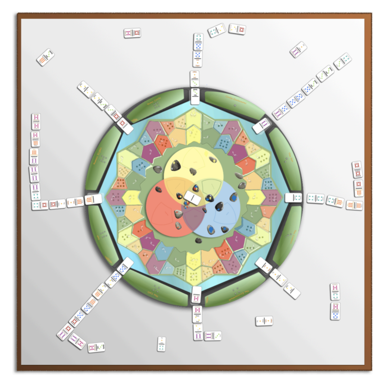 The Human Domino Effect game board in play with dominos